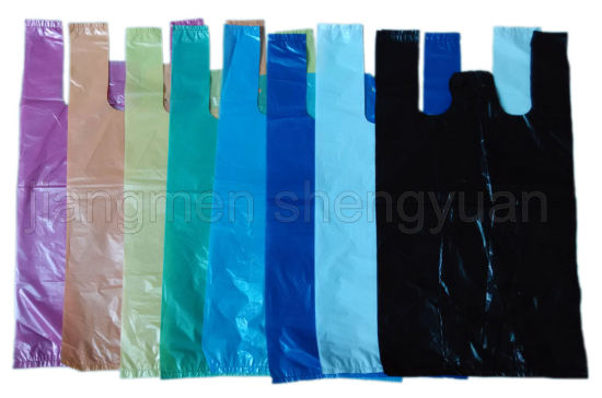 Sac de T-shirt d'achat au détail oxo-biodégradable jetable en HDPE/sac de transport/sac de transport/sac de poignée de gilet/sac d'épicerie/sac de singulet